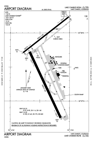 Lake Charles Rgnl Lake Charles, LA (KLCH): AIRPORT DIAGRAM (APD)