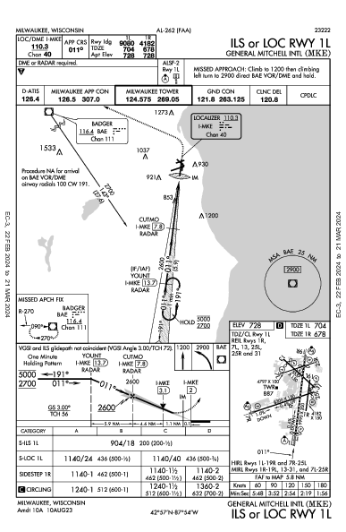 Int'l General Mitchell Milwaukee, WI (KMKE): ILS OR LOC RWY 01L (IAP)