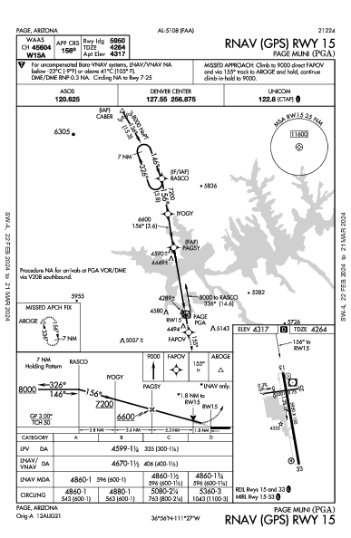 Page Muni Page, AZ (KPGA): RNAV (GPS) RWY 15 (IAP)