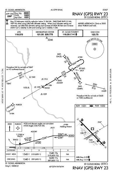 St Cloud Rgnl St Cloud, MN (KSTC): RNAV (GPS) RWY 23 (IAP)